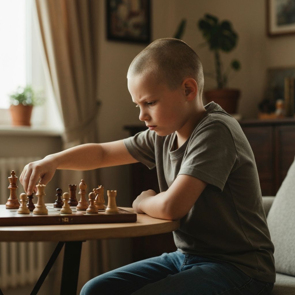 Student playing chess